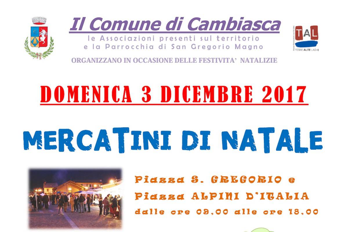 MERCATINI DI NATALE - Comune di Cambiascao